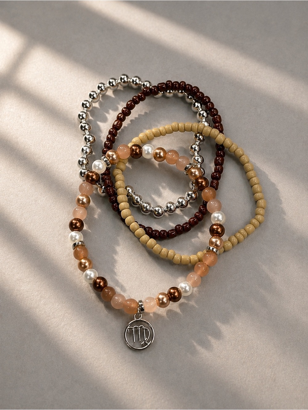 Virgo Zodiac Bracelet Stack | Earthy Neutral Beaded Bracelets | Handmade